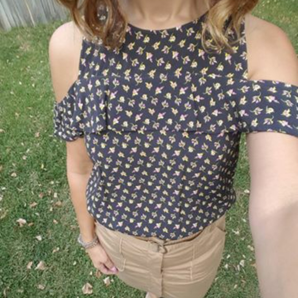 Loft Cold Shoulder Floral Blouse